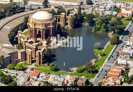 Vue aérienne, Palais des Beaux Arts, théâtre, Presidio, San Francisco, San Francisco, Californie, USA Banque D'Images