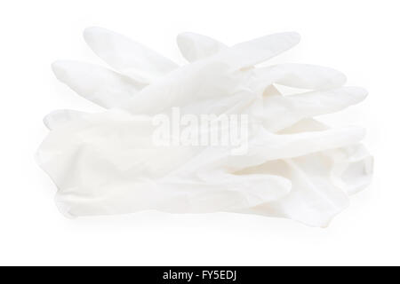 Paire de gants en latex mince isolated on white with clipping path Banque D'Images