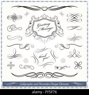 Collection d'éléments de conception de décoration calligraphique Illustration de Vecteur