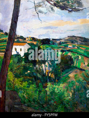 Paysage avec toit rouge, ou le pin à l'Estaque, Paysage au toit rouge, le Pin à l'Estaque, par Paul Cézanne, 1875-1876, Banque D'Images