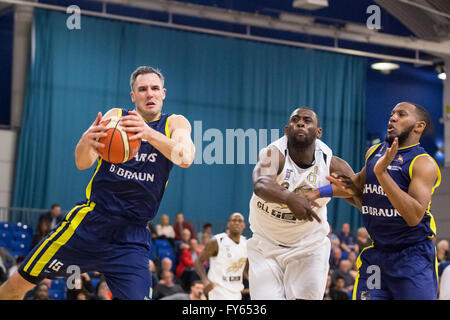 Sheffield, UK 22 avril, 2016. London Lions contre Sheffield Arena, EIS Requins à Sheffield. Sheffield Sharks win 94-70 Copyright Carol Moir/Alamy Live News. Banque D'Images