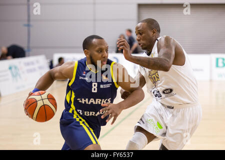 Sheffield, UK 22 avril, 2016. London Lions contre Sheffield Arena, EIS Requins à Sheffield. Sheffield Sharks win 94-70 Copyright Carol Moir/Alamy Live News. Banque D'Images