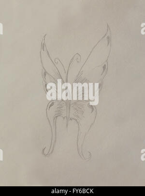 Illustration d'un papillon, dessin au crayon sur papier. Banque D'Images