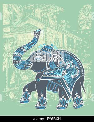 Illustration de l'Inde Goa Baga avec paysage ethnique décoratif Illustration de Vecteur