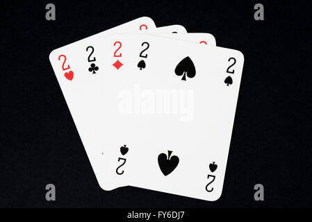 Carte à jouer sur le tableau noir, quatre cartes d'un genre Banque D'Images