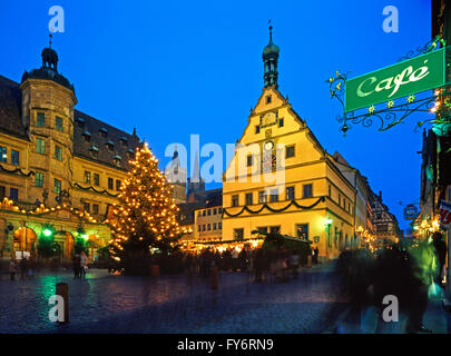 Décorations de Noël à Rothenburg ob der Tauber, Bavière, Allemagne Banque D'Images