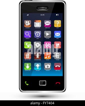 Smartphone à écran tactile avec des icônes d'application Illustration de Vecteur