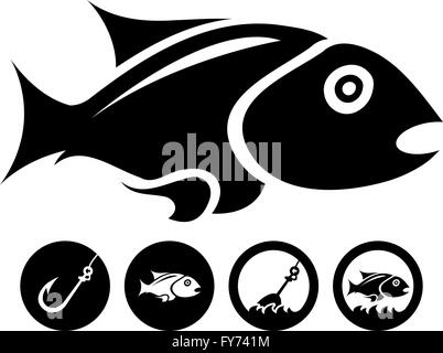 Poisson isolé noir sur fond propre Illustration de Vecteur