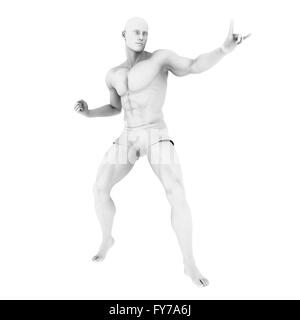 Super Héros posent avec un homme dans le rendu 3d illustration Banque D'Images