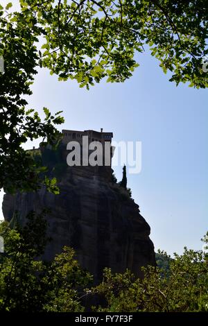 Monastère d'Agios Nikolaos Anapafsas météores en Grèce Banque D'Images