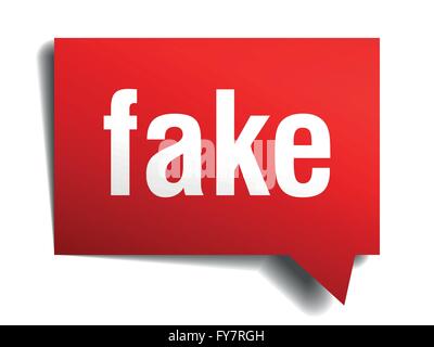 3d rouge faux papier bulle réaliste isolated on white Illustration de Vecteur