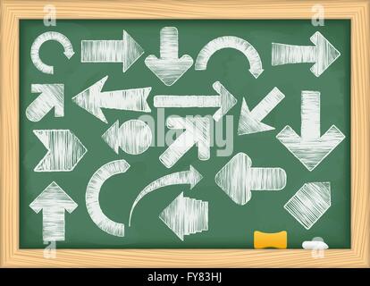Les flèches à la main verte sur tableau noir. vector illustration eps10 Illustration de Vecteur
