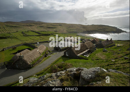 2015, l'Gearrannan Blackhouses Carloway Isle Of Lewis, Western Isles, îles Hébrides, Ecosse, Royaume-Uni Banque D'Images