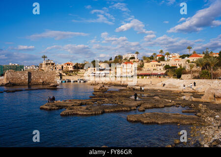 Phénicien antique port de pêche de Byblos (Liban). Banque D'Images