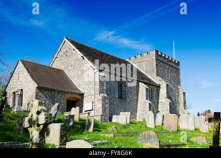 L'église romane de St Nicolas en Bramber, West Sussex, England, UK Banque D'Images
