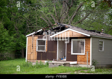 La maison en mauvais état à Flint, Michigan Banque D'Images