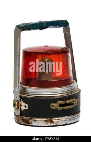 Ancienne lanterne électrique sur un fond blanc Banque D'Images