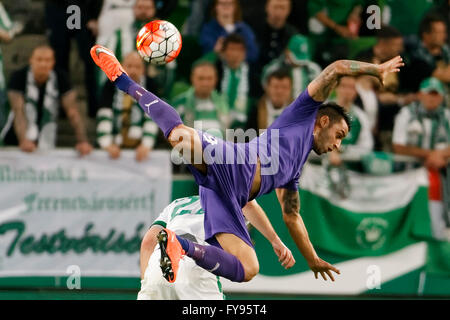 BUDAPEST, HUNGARY - MAY 7, 2016: Enis Bardhi (L) Of Ujpest FC