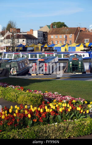 Stratford-upon-Avon, Angleterre, Royaume-Uni ; 24 avril 2016. Une belle journée à Stratford-upon-Avon ce matin, comme la ville continue le week-end de festivités pour commémorer le 400e anniversaire de la mort de William Shakespeare hier. Crédit : Andrew Lockie/Alamy Live News Banque D'Images