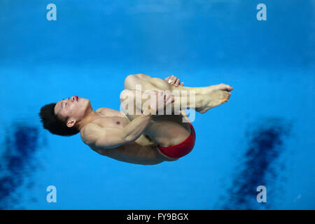 Kazan, Russie. 23 avril, 2016. Il a de la concurrence de la Chine au cours de Chao men's tremplin 3m finale à la FINA/NVC diving world series à Kazan, Russie, le 23 avril 2016 Crédit : Pavel Bednyakov/Alamy Live News Banque D'Images