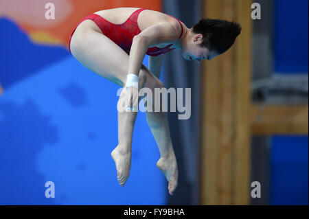 Kazan, Russie. 23 avril, 2016. Si Yajie de la concurrence de la Chine durant les 10m plate-forme finale à la FINA/NVC diving world series à Kazan, Russie, le 23 avril 2016 Crédit : Pavel Bednyakov/Alamy Live News Banque D'Images