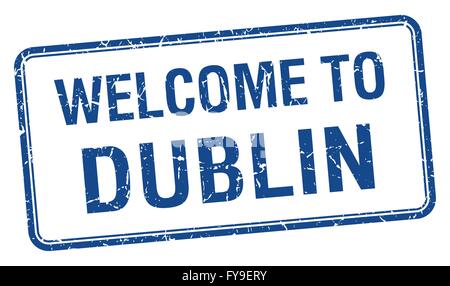 Bienvenue au Blue Square Dublin grunge stamp Illustration de Vecteur