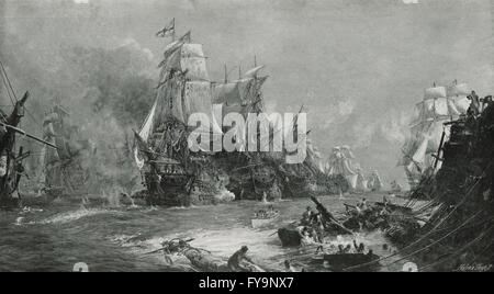 Bataille de Trafalgar 1805 w après l wyllie Banque D'Images