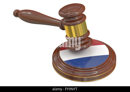 Wooden Gavel avec Pays-bas, rendu 3D Banque D'Images