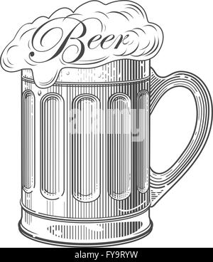 Une pinte de bière en vintage style gravure Illustration de Vecteur