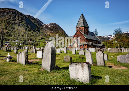 Norvège - Roldal Roldal stavkyrkje (église). Église de la fin du 13e siècle Banque D'Images