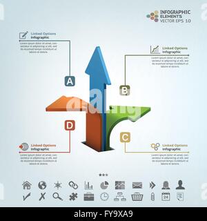 Illustration infographie avec trois flèches. Illustration de Vecteur