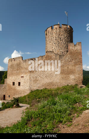 Ruines de château Sentier du Château, Kaysersberg, Alsace, France Banque D'Images