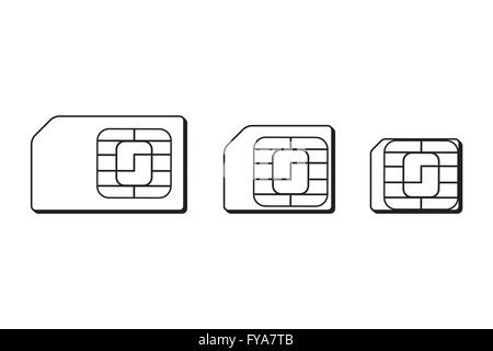 Mini, micro, nano cartes sim silhouette contour. Vector illustration. EPS 10. Illustration de Vecteur