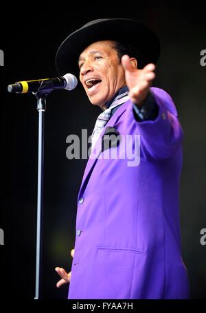 Kid Creole et le cocounts au Vintage au festival de Goodwood Banque D'Images