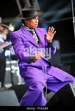 Kid Creole et le cocounts au Vintage au festival de Goodwood Banque D'Images