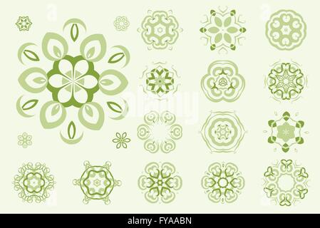 L'art du tatouage celtique, attachées par circulaire les mandalas, modèle floral et ornements rétro baroque design vector set. Illustration de Vecteur