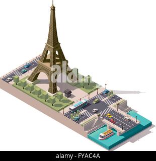 Carte isométrique vectoriel de la Tour Eiffel Illustration de Vecteur