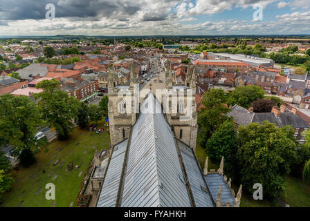 Vue sur l'abbaye de Selby Toit, North Yorkshire, UK. Banque D'Images