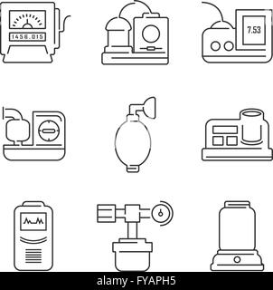 Dispositif médical icônes ligne Icon Set de salle d'opération Illustration de Vecteur