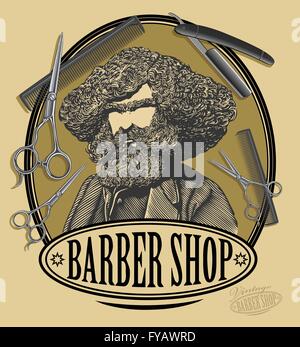 Logo Vintage barber shop Illustration de Vecteur