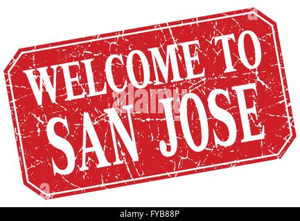 Bienvenue à San Jose place rouge grunge stamp Illustration de Vecteur