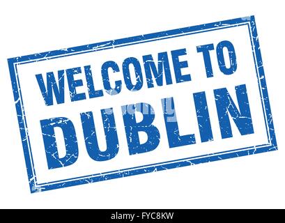 Blue Square Dublin bienvenue grunge stamp isolés Illustration de Vecteur