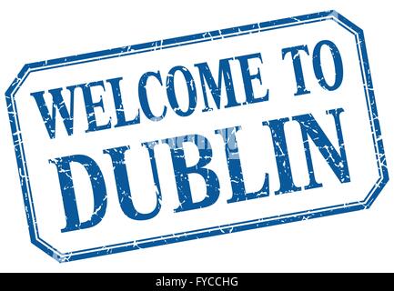 Dublin - bienvenue blue vintage label isolés Illustration de Vecteur