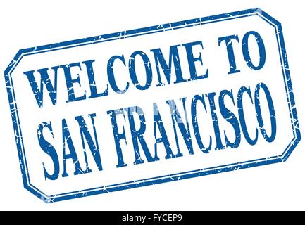 San Francisco - bienvenue blue vintage label isolés Illustration de Vecteur