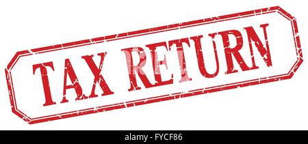 De retour d'impôt square red grunge vintage label isolés Illustration de Vecteur