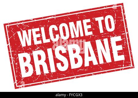 Brisbane la place rouge grunge Bienvenue sur stamp Illustration de Vecteur