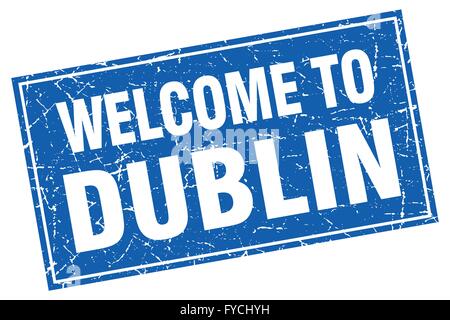 Blue Square Dublin Bienvenue sur grunge stamp Illustration de Vecteur