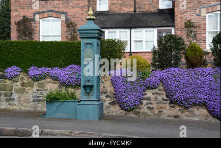 Pompe victorienne et glycine, Stanton par Dale village, Derbyshire, Banque D'Images