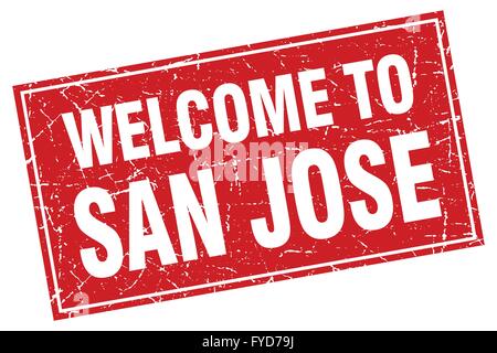 San Jose place rouge grunge Bienvenue sur stamp Illustration de Vecteur