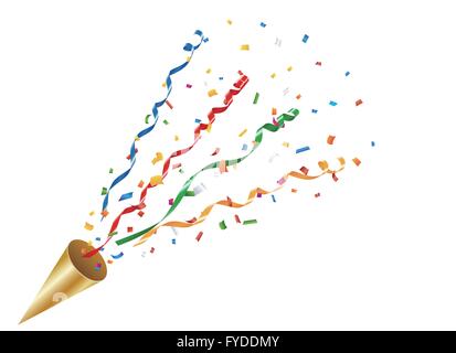 L'explosion de confettis popper parti et streamer Illustration de Vecteur